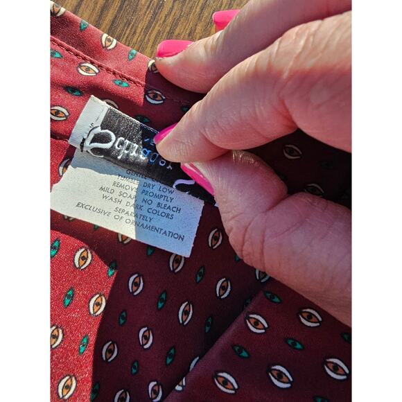 Vintage Schrader Sport Shirt 70s Dress with Sash Belt Size 14 Burgundy Red(499) - Picture 5 of 7
